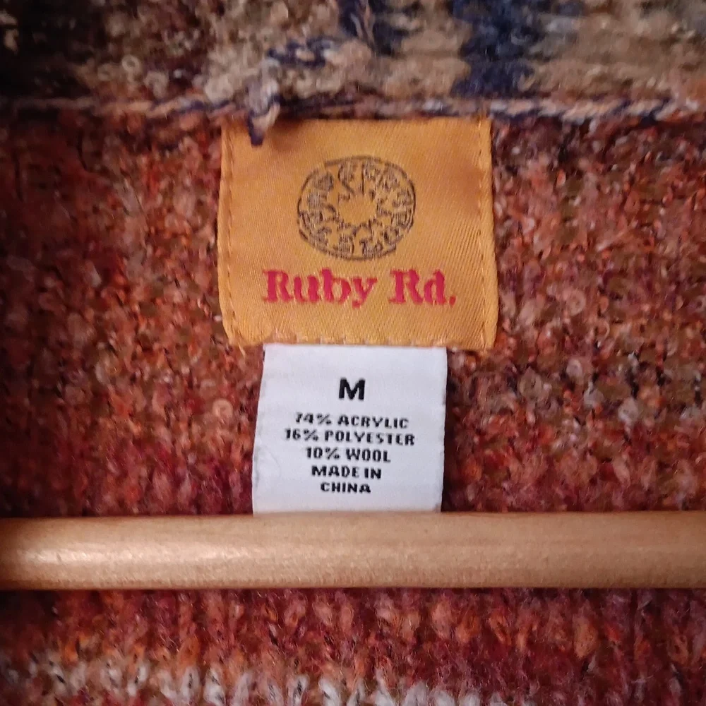 Ruby Rd.Cardigan Sweater. Gorgeous southwest colors, sz.M - Picture 2 of 4